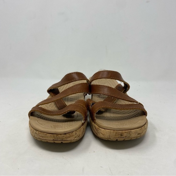 Crocs Women’s Brown A-Leigh Strappy Wedge Sandals Size 7 - Picture 3 of 6